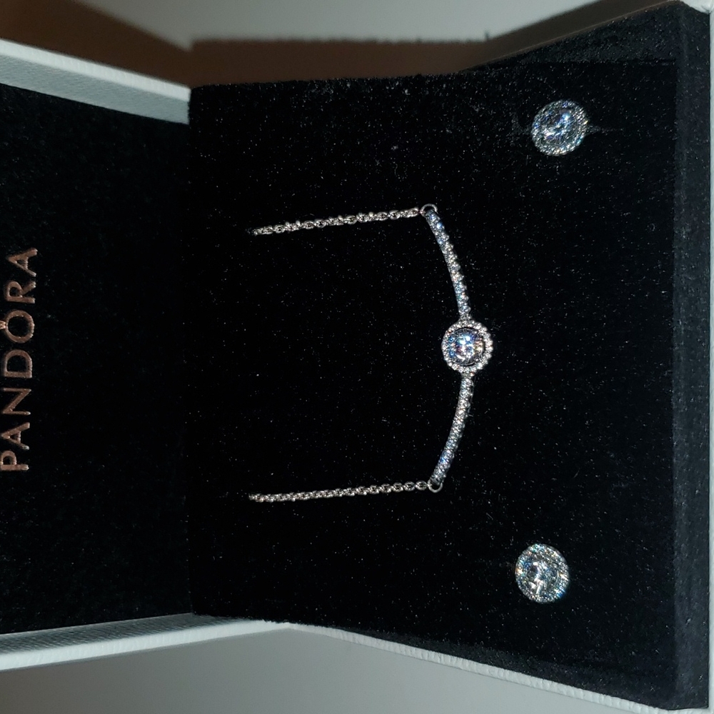 Pandora necklace and earrings